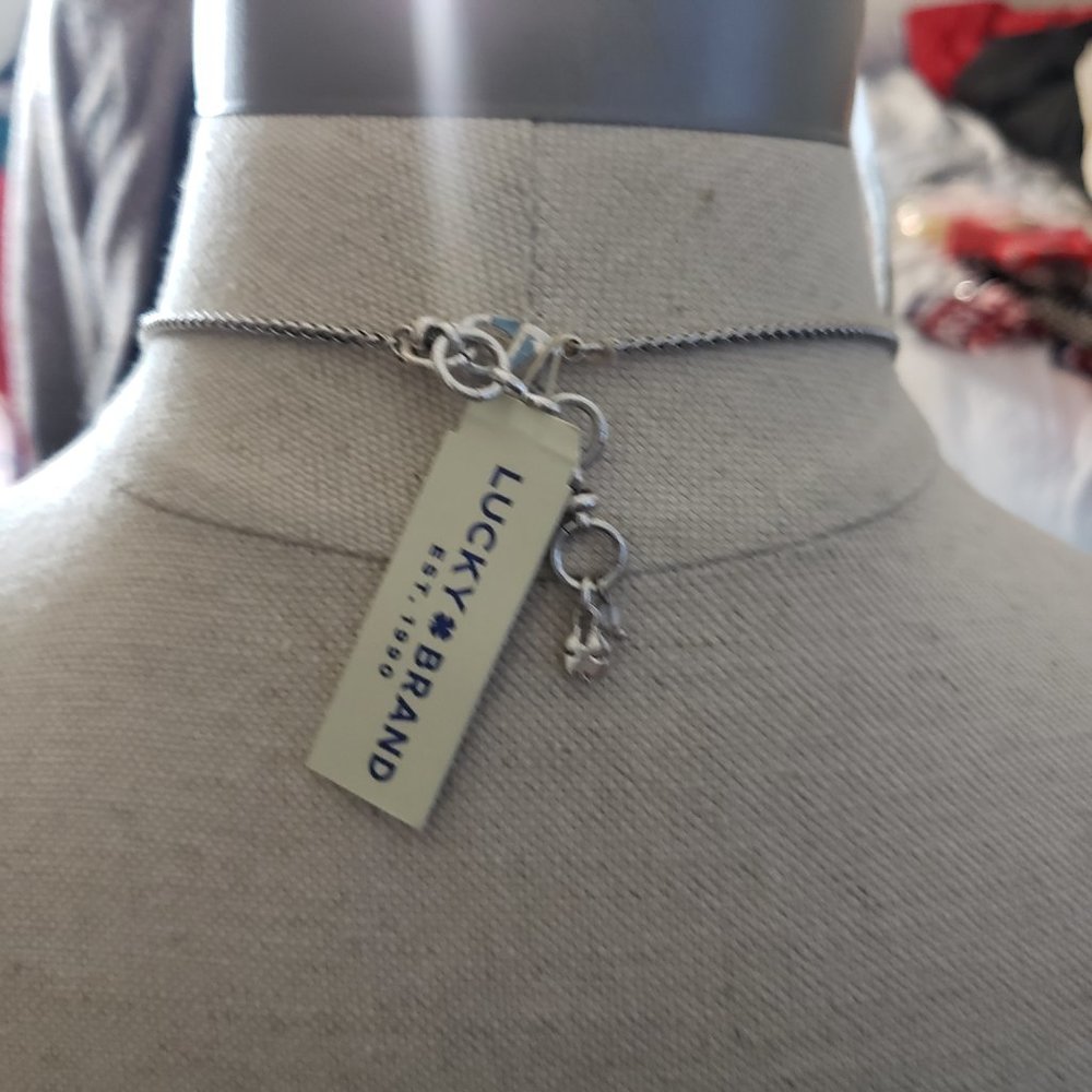 Lucky Brand NWT Faux Turquoise & Silver Drop Necklace - Picture 4 of 5